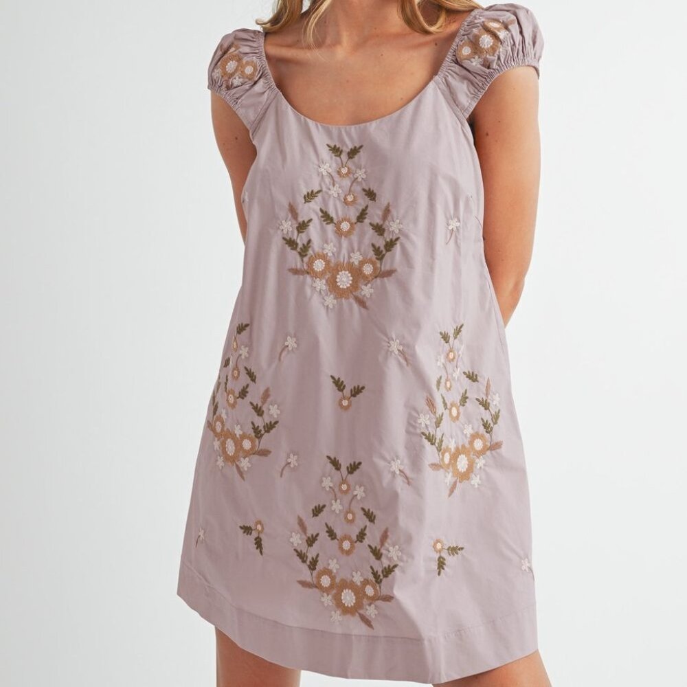 New Say You Will Wait Embroidered Mini Dress